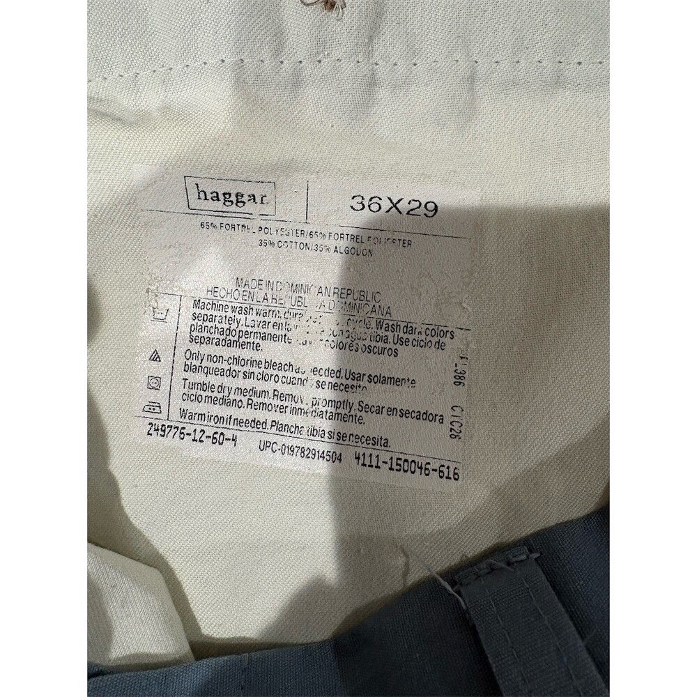 Haggar Dress Pants Mens 36x29 Light Blue Flat Front Straight Leg Slacks - Picture 7 of 7